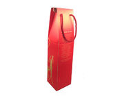 Red Fancy Corrugated Wine Gift Box Packaging With Red Handles Customized Logo